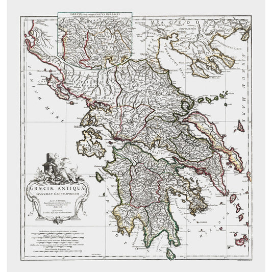 Historic Map - Ancient Greece - D'Anville 1799 - 23 x 24.20 - Vintage Wall Art