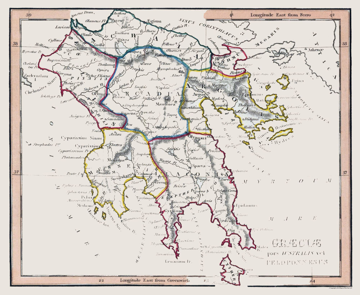 Historic Map - Ancient Greece - Fenner 1830 - 28.05 x 23 - Vintage Wall Art