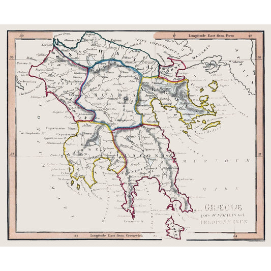 Historic Map - Ancient Greece - Fenner 1830 - 28.05 x 23 - Vintage Wall Art