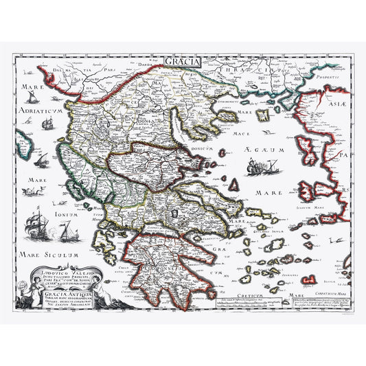 Historic Map - Ancient Greece - Sanson 1641 - 29.75 x 23 - Vintage Wall Art