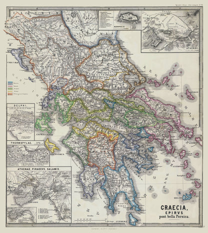 Historic War Map - Greece Macedonian War - Spruner 1865 - 23 x 25.71 - Vintage Wall Art