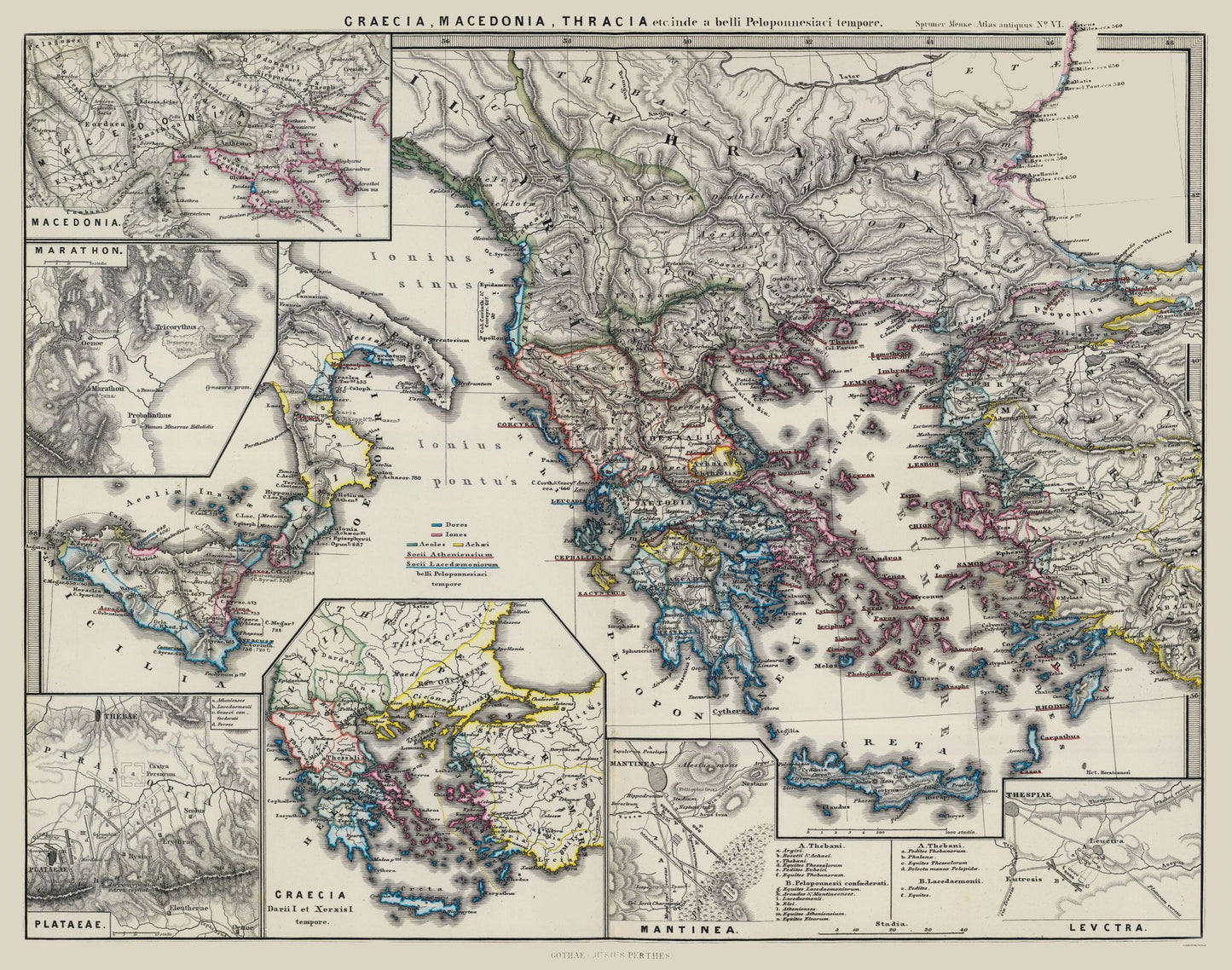 Historic Map - Macedonia Thrace Greece - Spruner 1865 - 29.20 x 23 - Vintage Wall Art