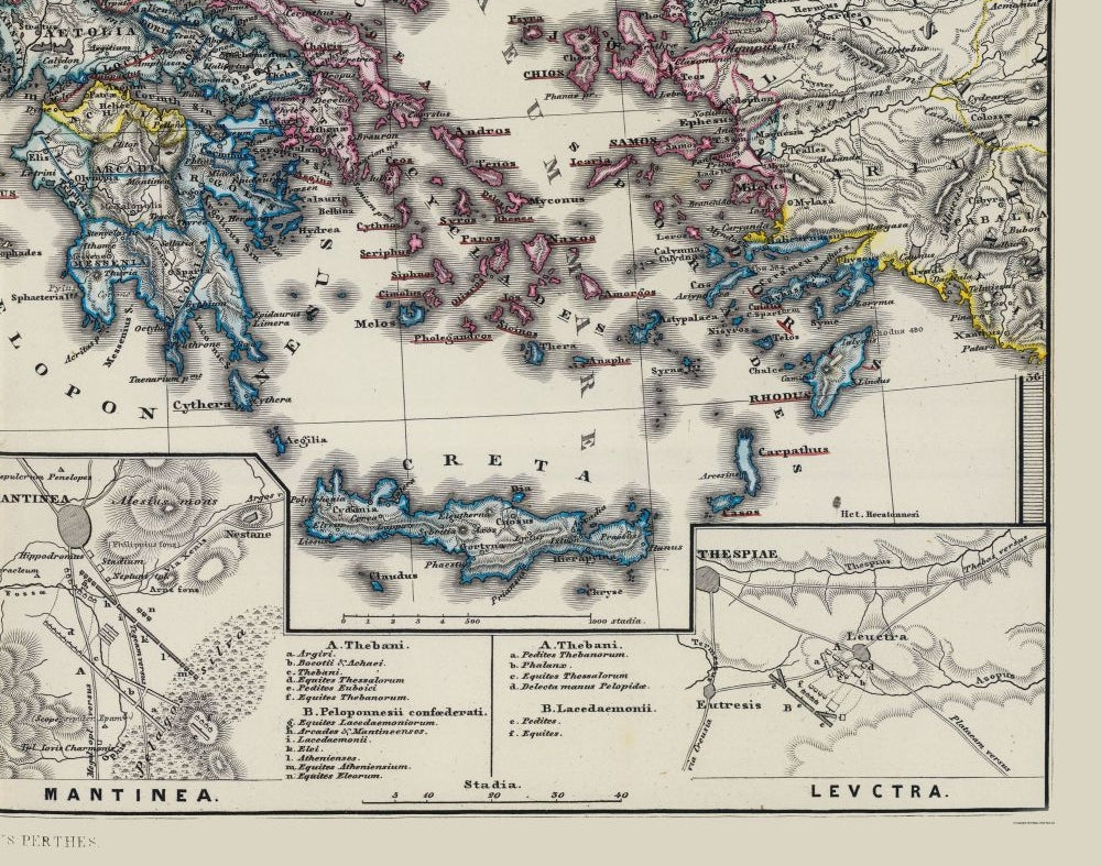 Historic Map - Macedonia Thrace Greece - Spruner 1865 - 29.20 x 23 - Vintage Wall Art