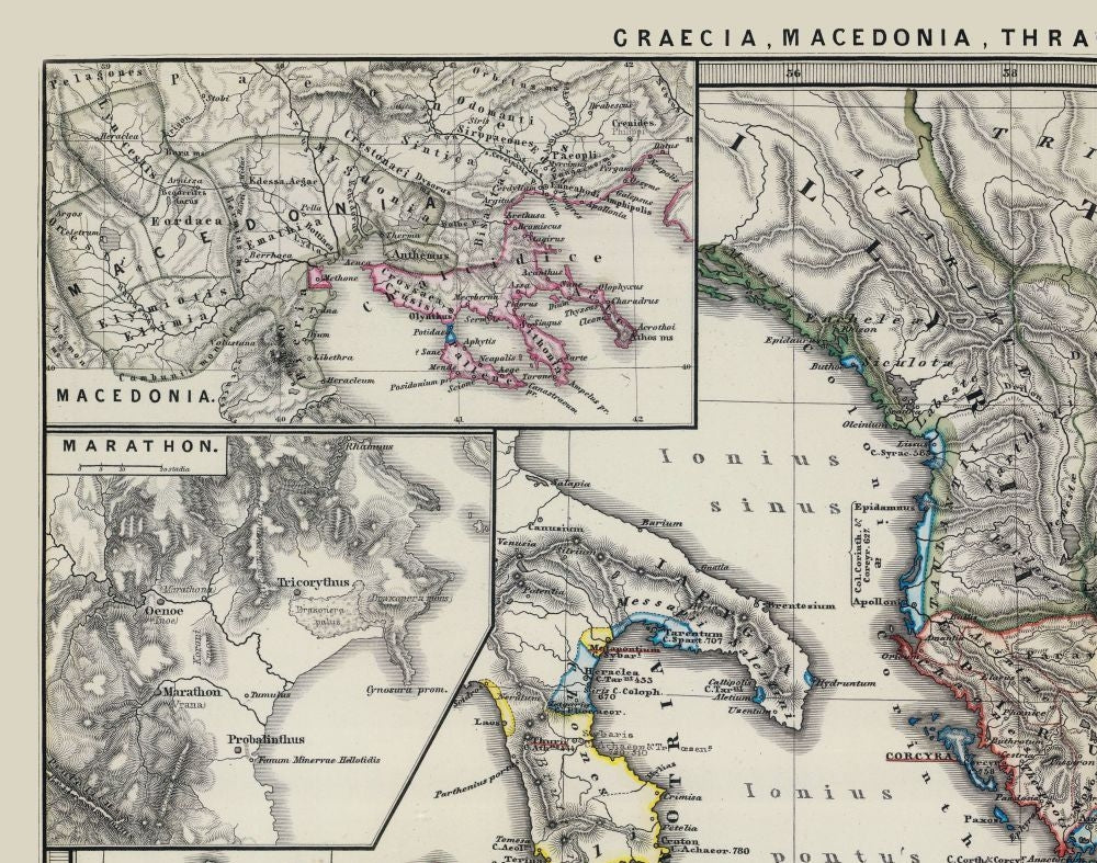 Historic Map - Macedonia Thrace Greece - Spruner 1865 - 29.20 x 23 - Vintage Wall Art