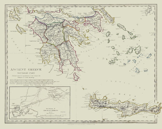 Historic Map - Ancient Greece Southern - Chapman 1829 - 29.05 x 23 - Vintage Wall Art