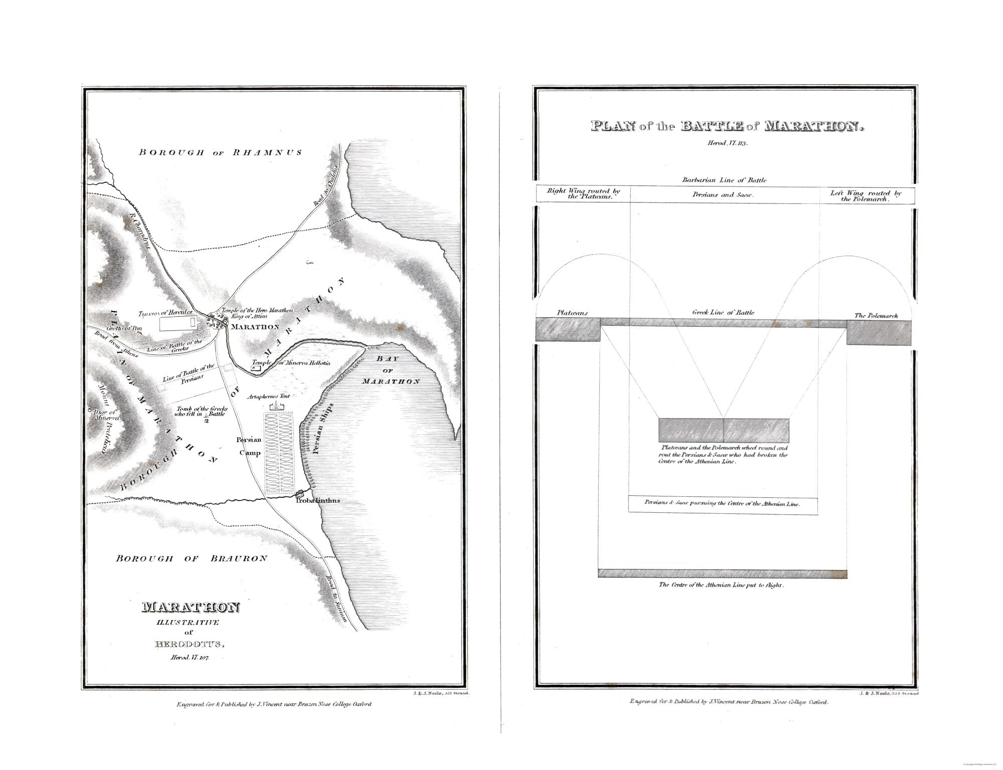 Historic War Map - Marathon Greece Battle - Oxford 1828 - 29.96 x 23 ...