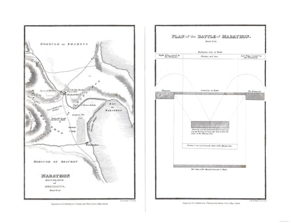 Historic War Map - Marathon Greece Battle - Oxford 1828 - 29.96 x 23 - Vintage Wall Art