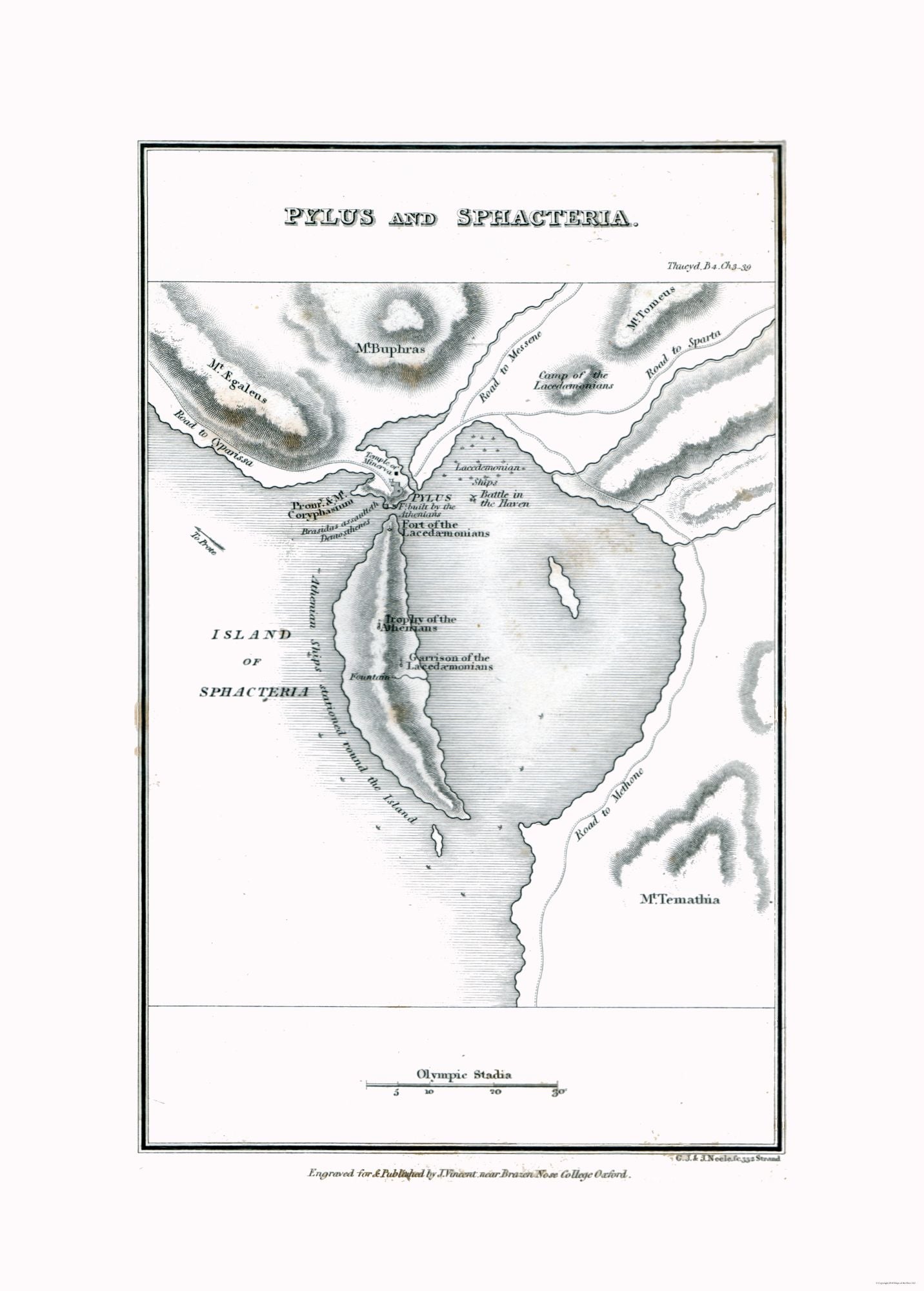 Historic Map - Pylos Sphacteria Greece - Oxford 1828 - 23 x 32.11 - Vi ...