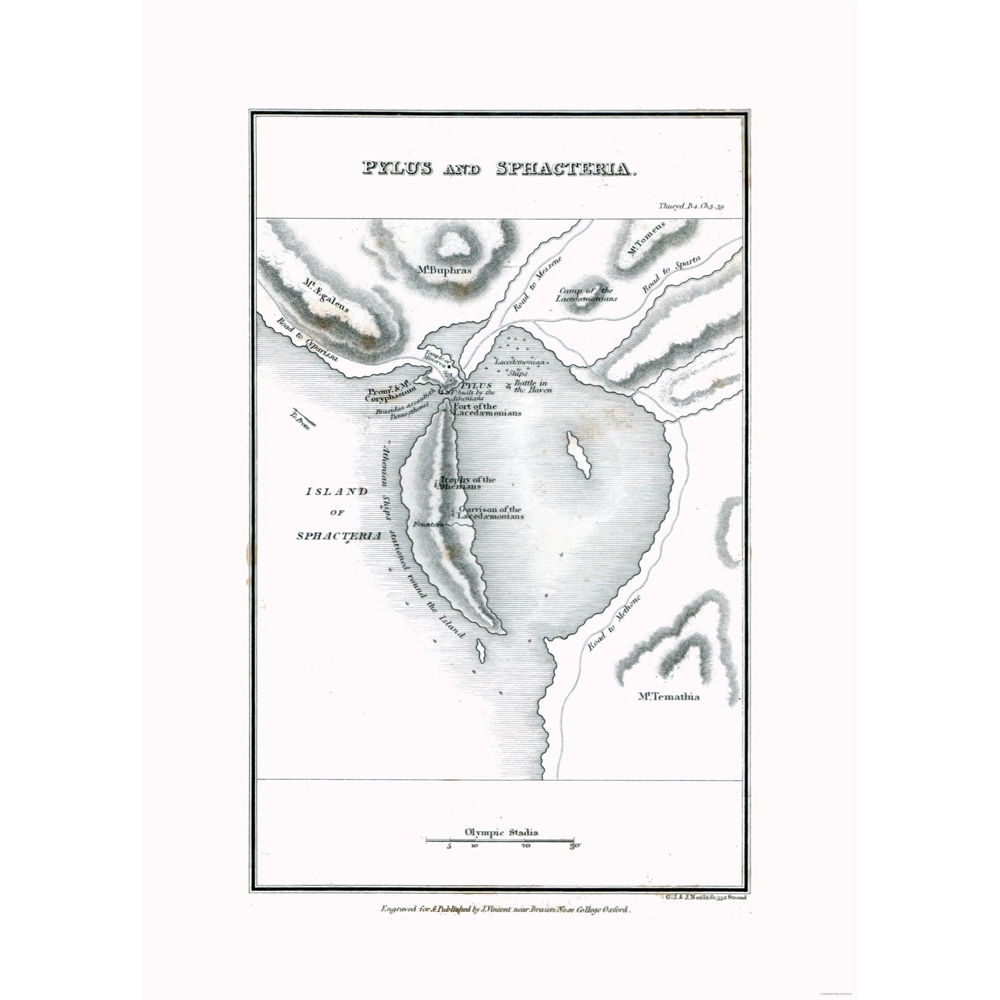 Historic Map - Pylos Sphacteria Greece - Oxford 1828 - 23 x 32.11 - Vi ...