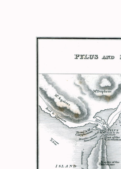 Historic Map - Pylos Sphacteria Greece - Oxford 1828 - 23 x 32.11 - Vintage Wall Art