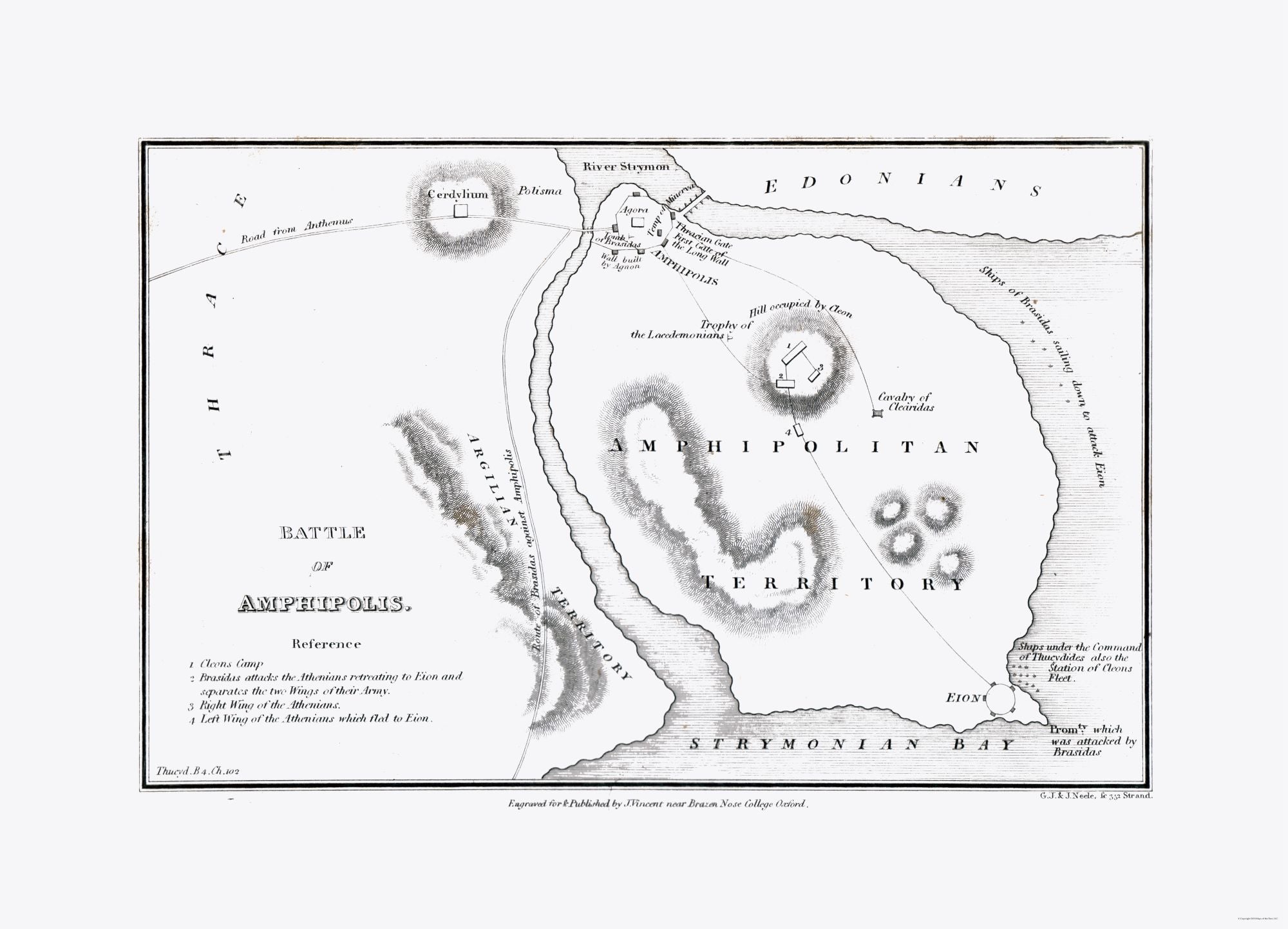 Historic War Map - Amphipolis Greece - Oxford 1828 - 31.89 x 23 - Vint ...