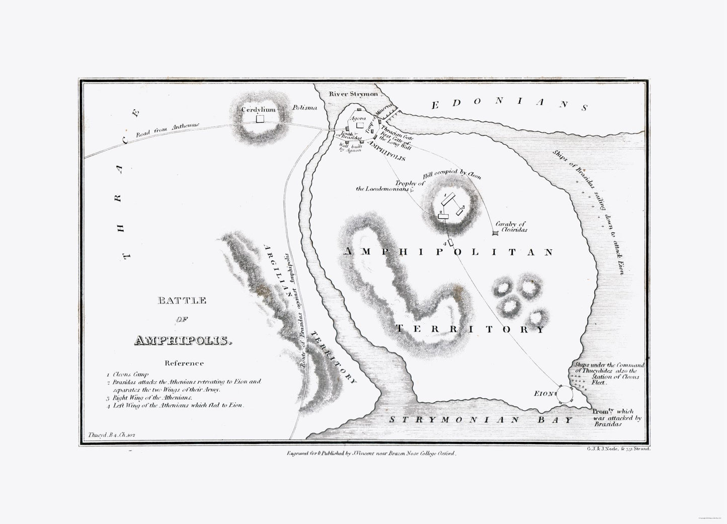 Historic War Map - Amphipolis Greece - Oxford 1828 - 31.89 x 23 - Vintage Wall Art