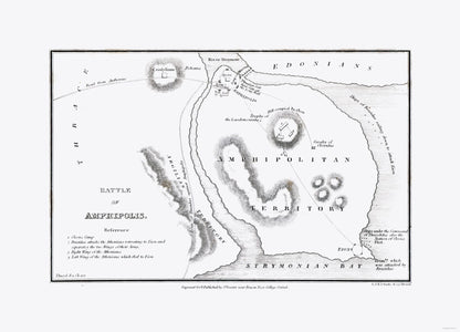 Historic War Map - Amphipolis Greece - Oxford 1828 - 31.89 x 23 - Vintage Wall Art