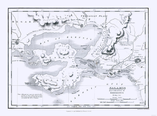 Historic Map - Salamis Island Greece - Oxford 1828 - 31.01 x 23 - Vintage Wall Art