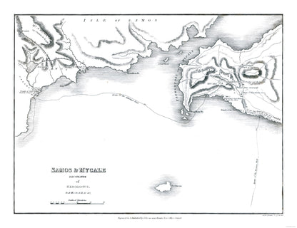 Historic Map - Samos Mycale Greece - Oxford 1828 - 29.88 x 23 - Vintage Wall Art