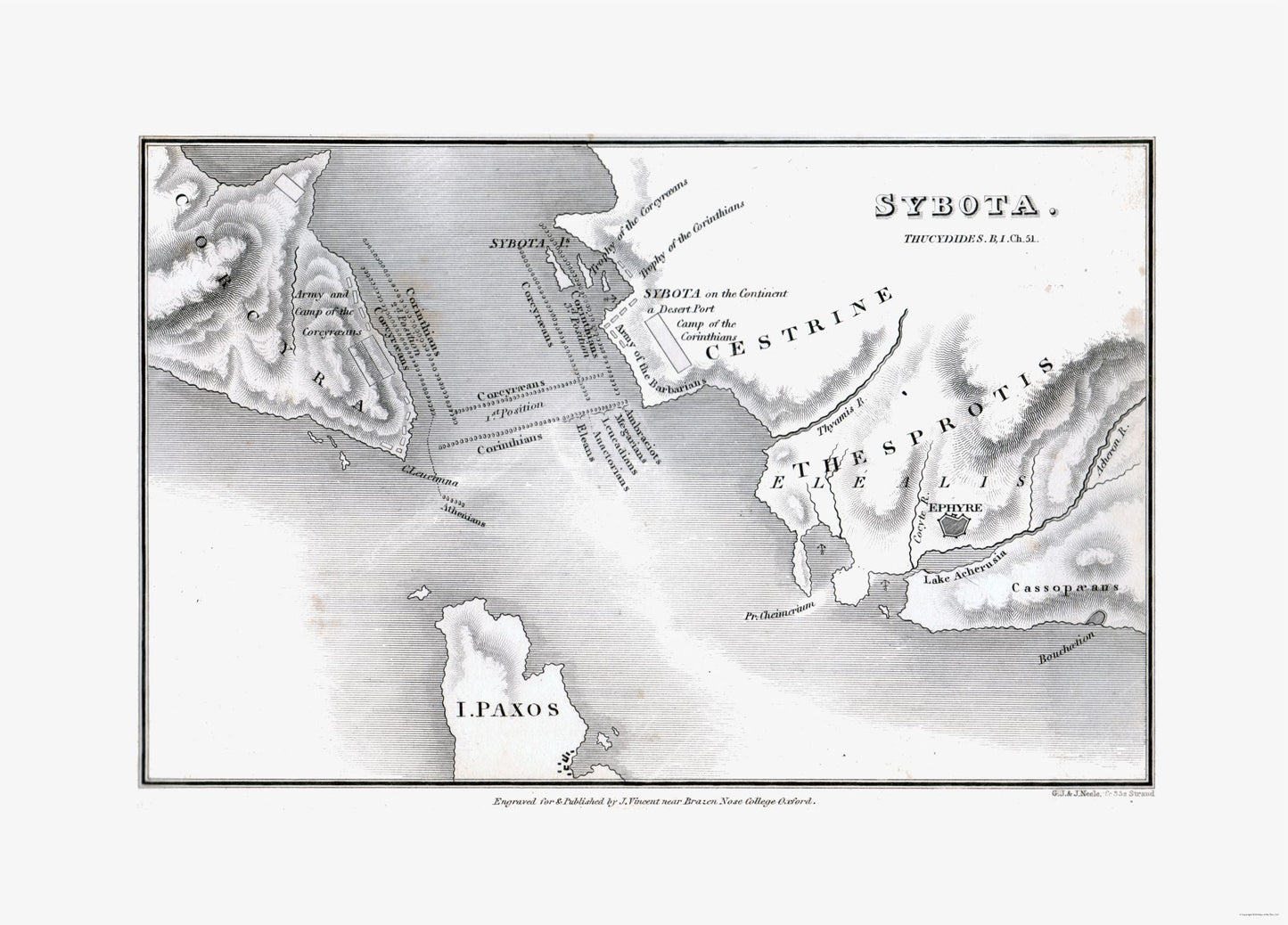 Historic War Map - Syvota Greece - Oxford 1828 - 32.04 x 23 - Vintage Wall Art