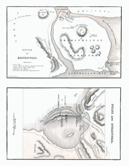 Historic War Map - Amphipolis Pylus Sphacteria Battles - Oxford 1828 - 23 x 29.64 - Vintage Wall Art