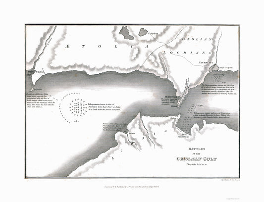 Historic War Map - Corinth Gulf Battle - Oxford 1828 - 30.07 x 23 - Vintage Wall Art