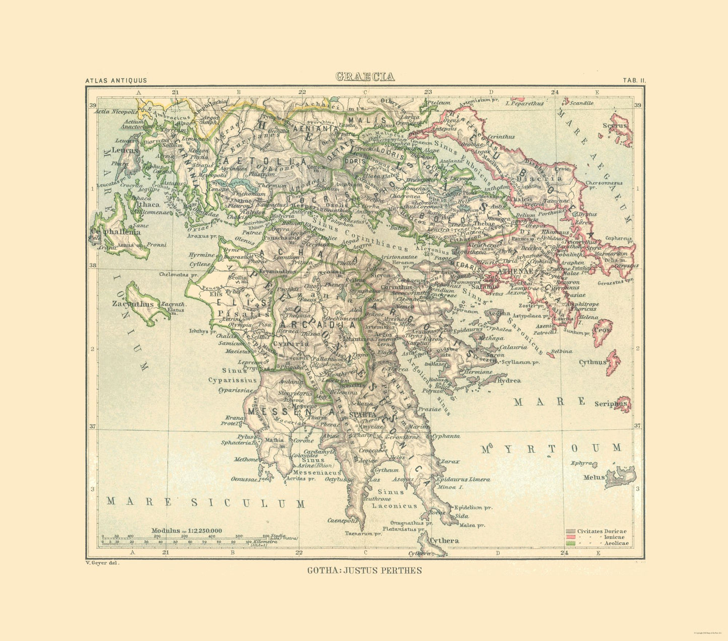 Historic Map - Greece - Perthes 1896 - 26.11 x 23 - Vintage Wall Art