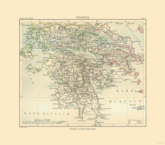 Historic Map - Greece - Perthes 1896 - 26.11 x 23 - Vintage Wall Art