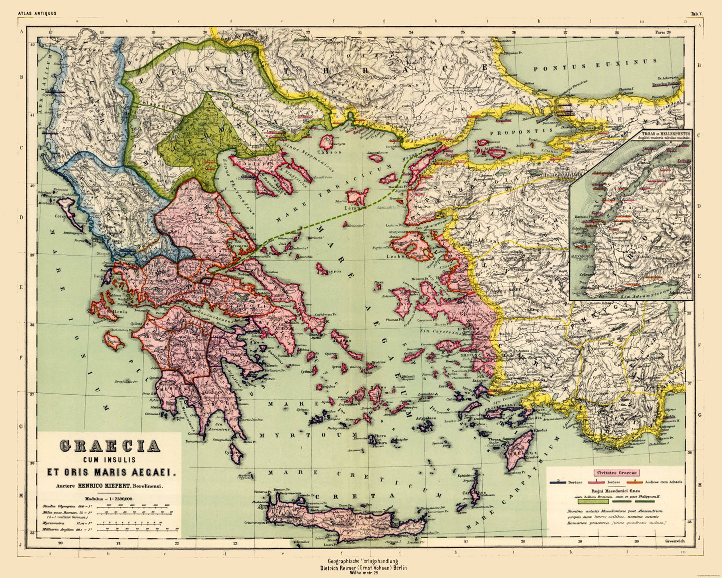 Historic Map - Greece Turkey - Kiepert 1903 - 28.72 x 23 - Vintage Wall Art