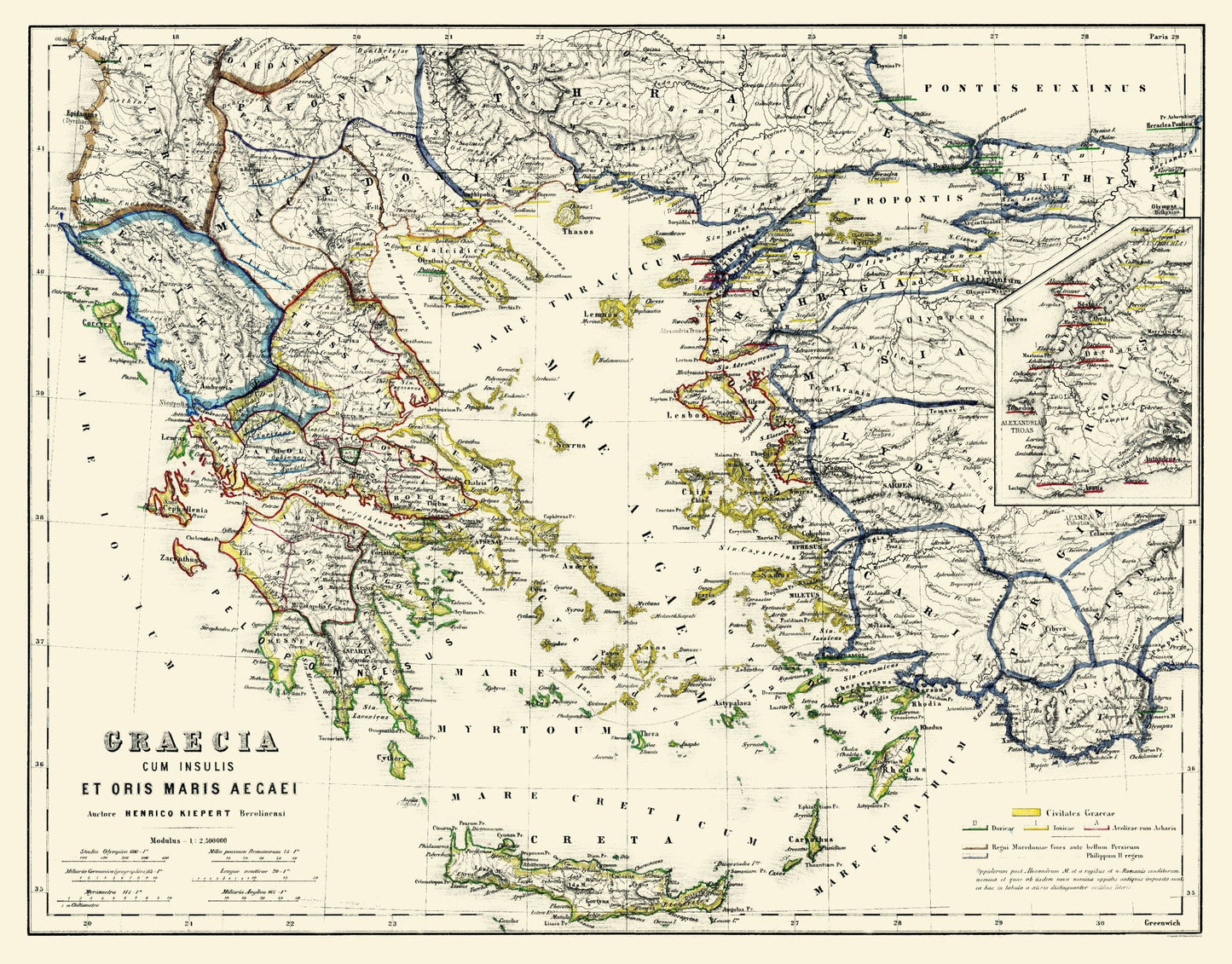 Historic Map - Greece Turkey Aegean Sea Islands - Kiepert 1903 - 29.40 x 23 - Vintage Wall Art