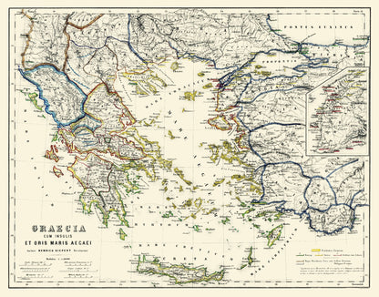 Historic Map - Greece Turkey Aegean Sea Islands - Kiepert 1903 - 29.40 x 23 - Vintage Wall Art