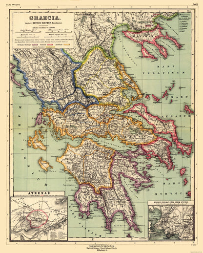 Historic Map - Greece - Kiepert 1903 - 23 x 28.63 - Vintage Wall Art