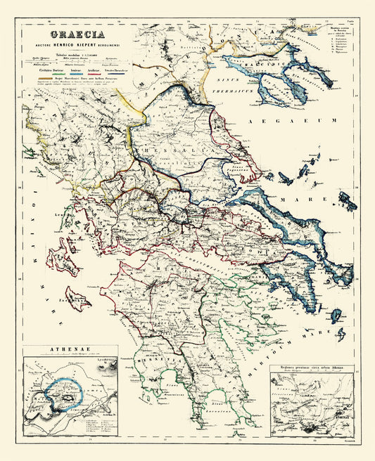 Historic Map - Athens Greece - Kiepert 1903 - 23 x 28.32 - Vintage Wall Art