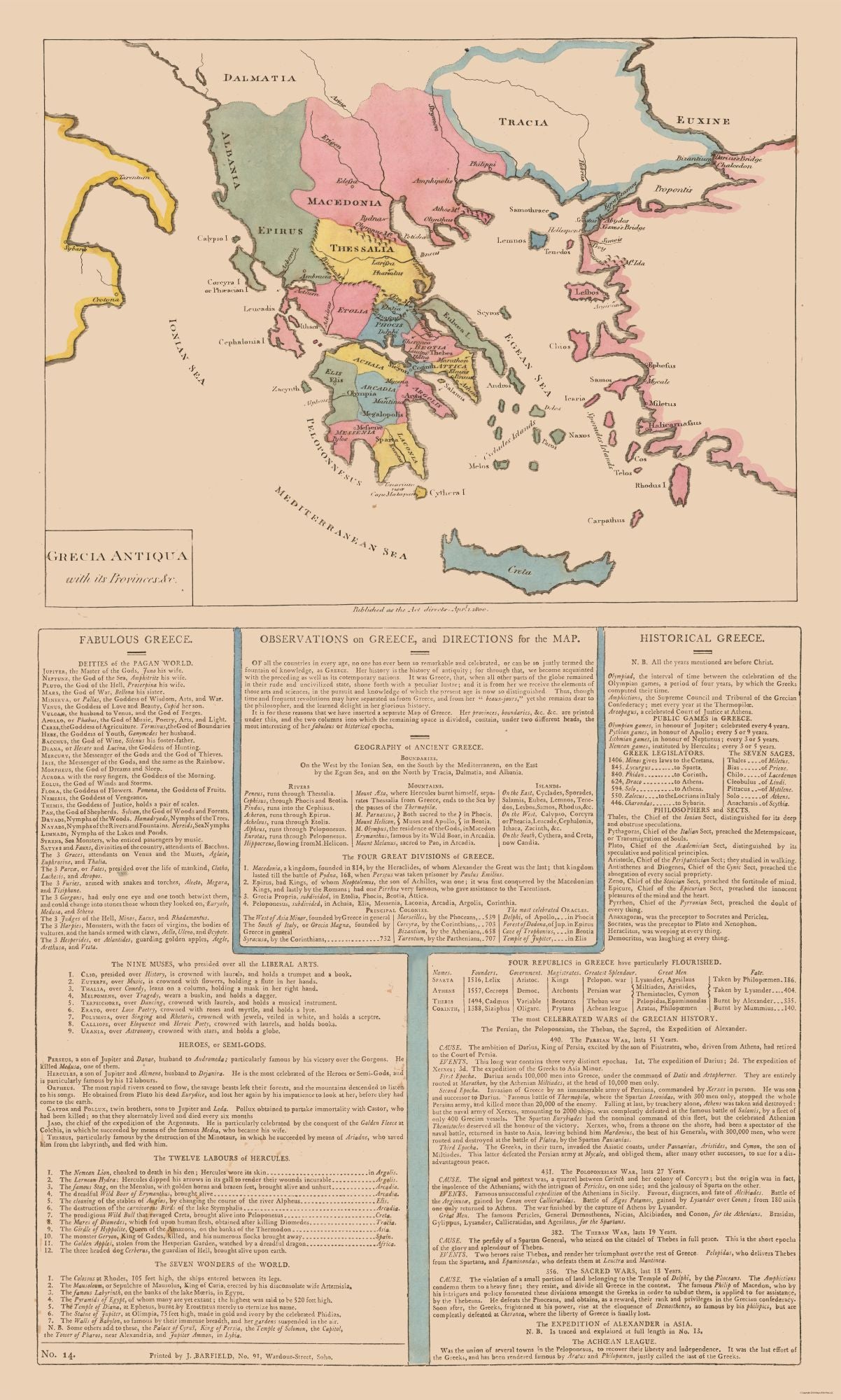 Historic Map - Ancient Greece - Le Sage 1801 - 23 x 38.26 - Vintage Wall Art