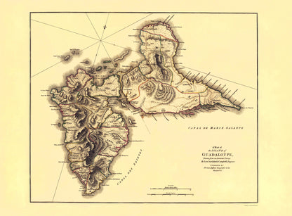 Historic Map - Guadeloupe - Jefferys 1775 - 23 x 31.17 - Vintage Wall Art