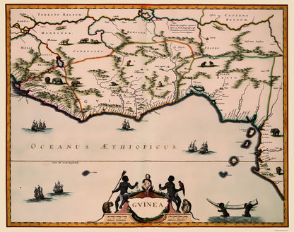 Historic Map - Guinea - Blaeu 1635 - 23 x 29.09 - Vintage Wall Art