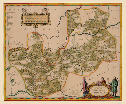 Historic Map - Guizhou Province China - Blaeu 1655 - 23 x 28.00 - Vintage Wall Art