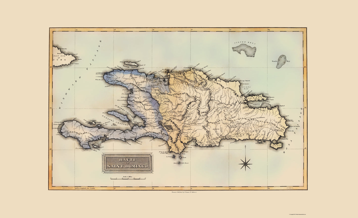 Historic Map - Haiti Dominican Republic - Lucas 1823 - 23 x 37.68 - Vintage Wall Art