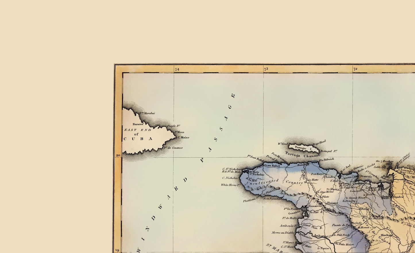 Historic Map - Haiti Dominican Republic - Lucas 1823 - 23 x 37.68 - Vintage Wall Art
