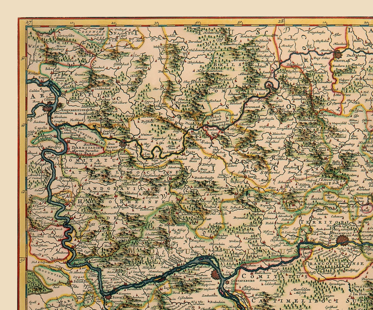 Historic Map - Hesse Germany - De Wit 1688 - 23 x 27.69 - Vintage Wall Art