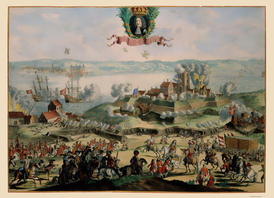 Historic War Map - Sweden Helsingborg Siege - De'Hooghe 1675 - 23 x 31 - Vintage Wall Art