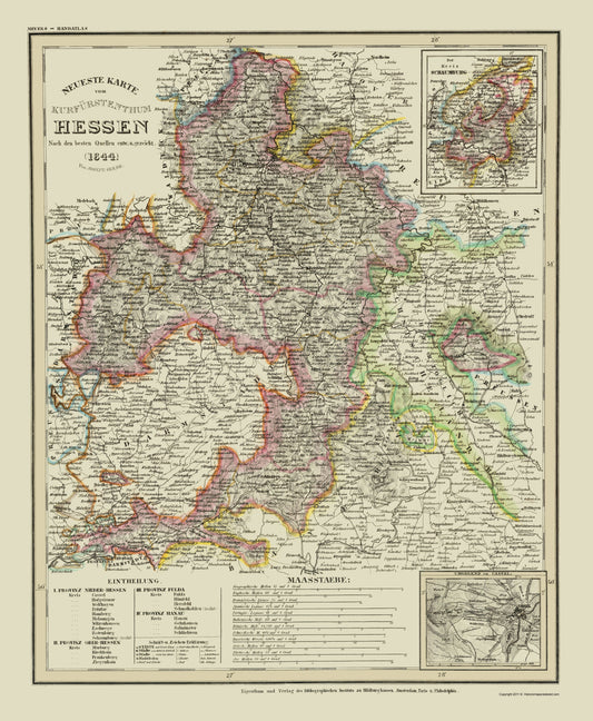 Historic Map - Hesse Schaumburg Cassel Germany - Hildburghausen 1849 - 23 x 27.95 - Vintage Wall Art