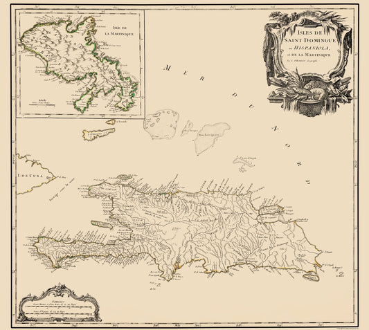 Historic Map - Martinique - Boudet 1750 - 23 x 25.73 - Vintage Wall Art