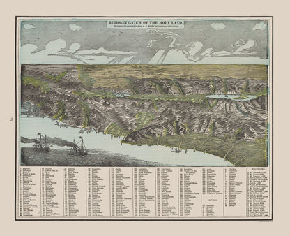 Historic Map - Holy Land - Cram 1892 - 28.27 x 23 - Vintage Wall Art