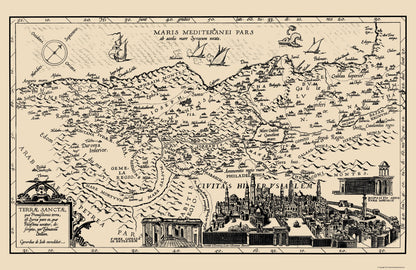 Historic Map - Jerusalem Israel Holy Land - De Jode 1578 - 23 x 35.50 - Vintage Wall Art