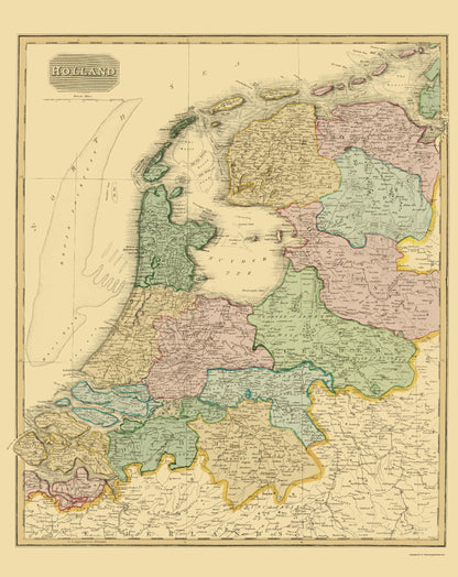 Historic Map - Holland Netherlands - Thomson 1814 - 23 x 28.94 - Vintage Wall Art