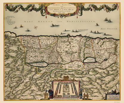 Historic Map - Israel Holy Land - Visscher 1659 - 23 x 27.54 - Vintage Wall Art