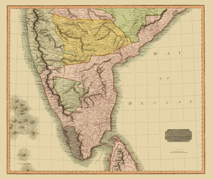 Historic Map - Hindostan South India - Thomson 1816 - 23 x 27.32 - Vintage Wall Art