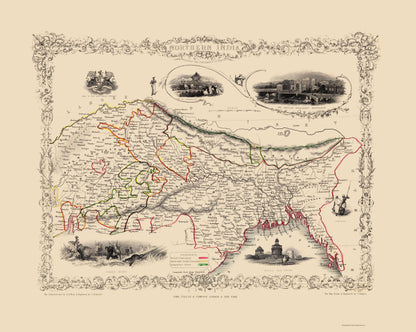 Historic Map - India - Tallis 1851 - 23 x 28.83 - Vintage Wall Art