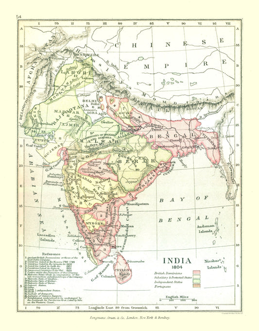 Historic Map - India 1804 - Gardiner 1902 - 23 x 29.31 - Vintage Wall Art