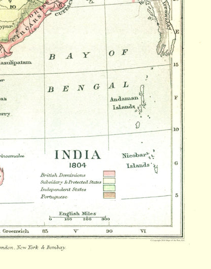 Historic Map - India 1804 - Gardiner 1902 - 23 x 29.31 - Vintage Wall Art