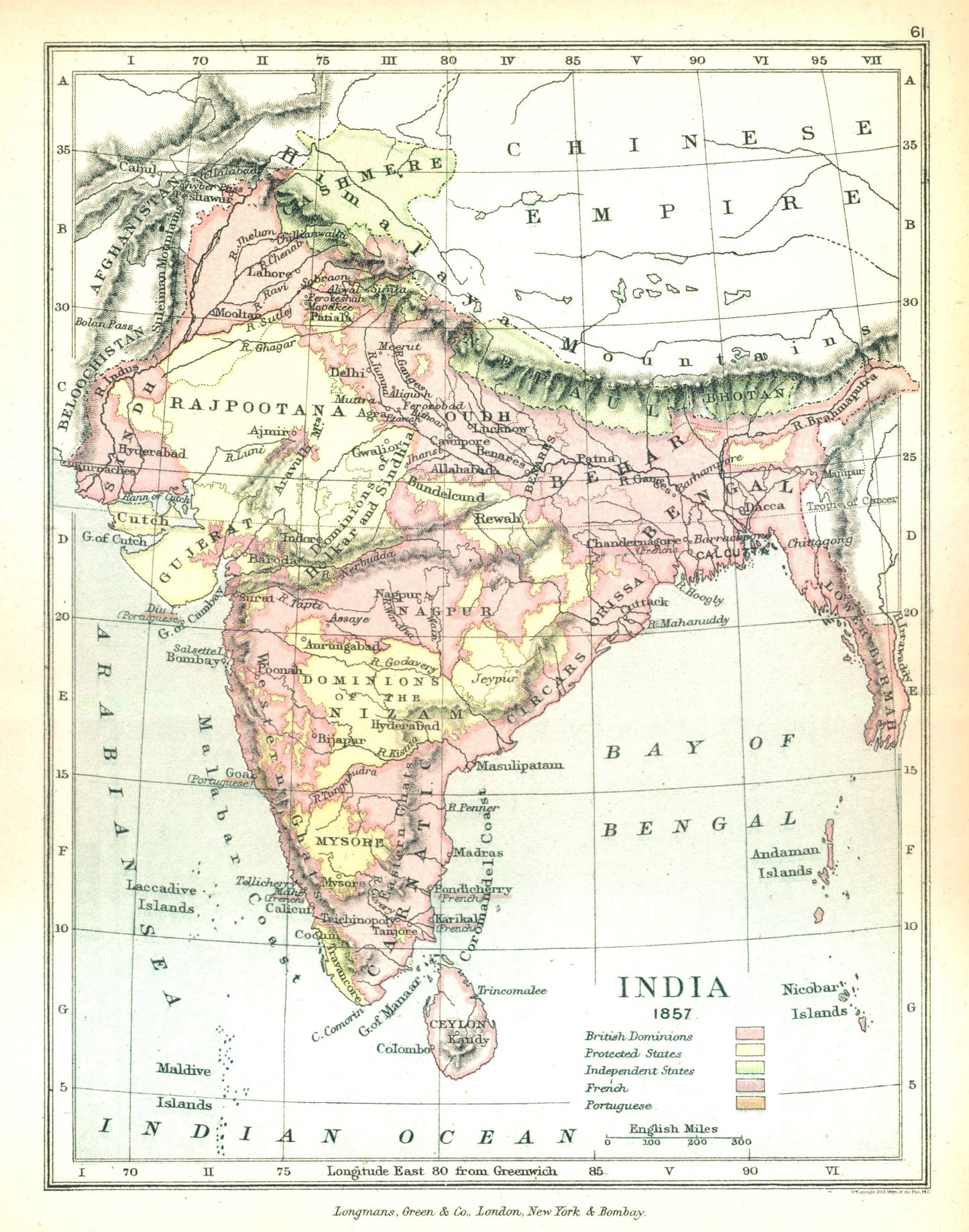 Historic Map - India 1857 - Gardiner 1902 - 23 x 29.23 - Vintage Wall Art