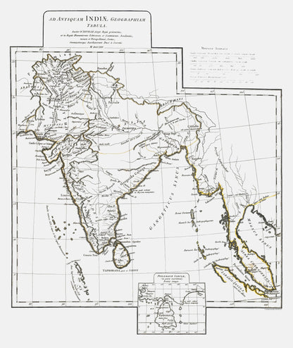 Historic Map - India Ancient - D'Anville 1799 - 23 x 27.30 - Vintage Wall Art