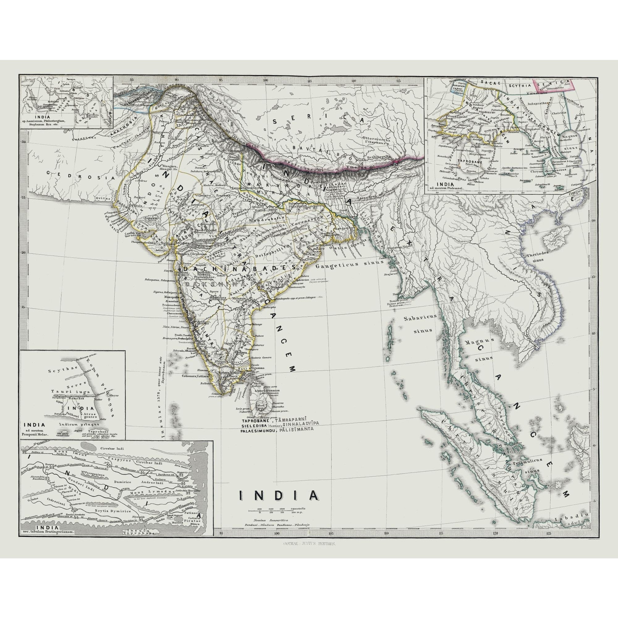 Historic Map - India - Spruner 1865 - 28.51 x 23 - Vintage Wall Art ...